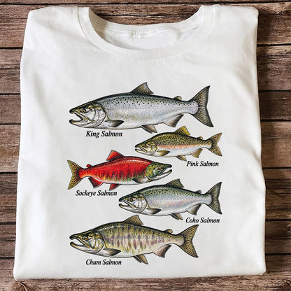 King Pink Sockeye Coho and Chum Salmon Fishing Graphic T-Shirt