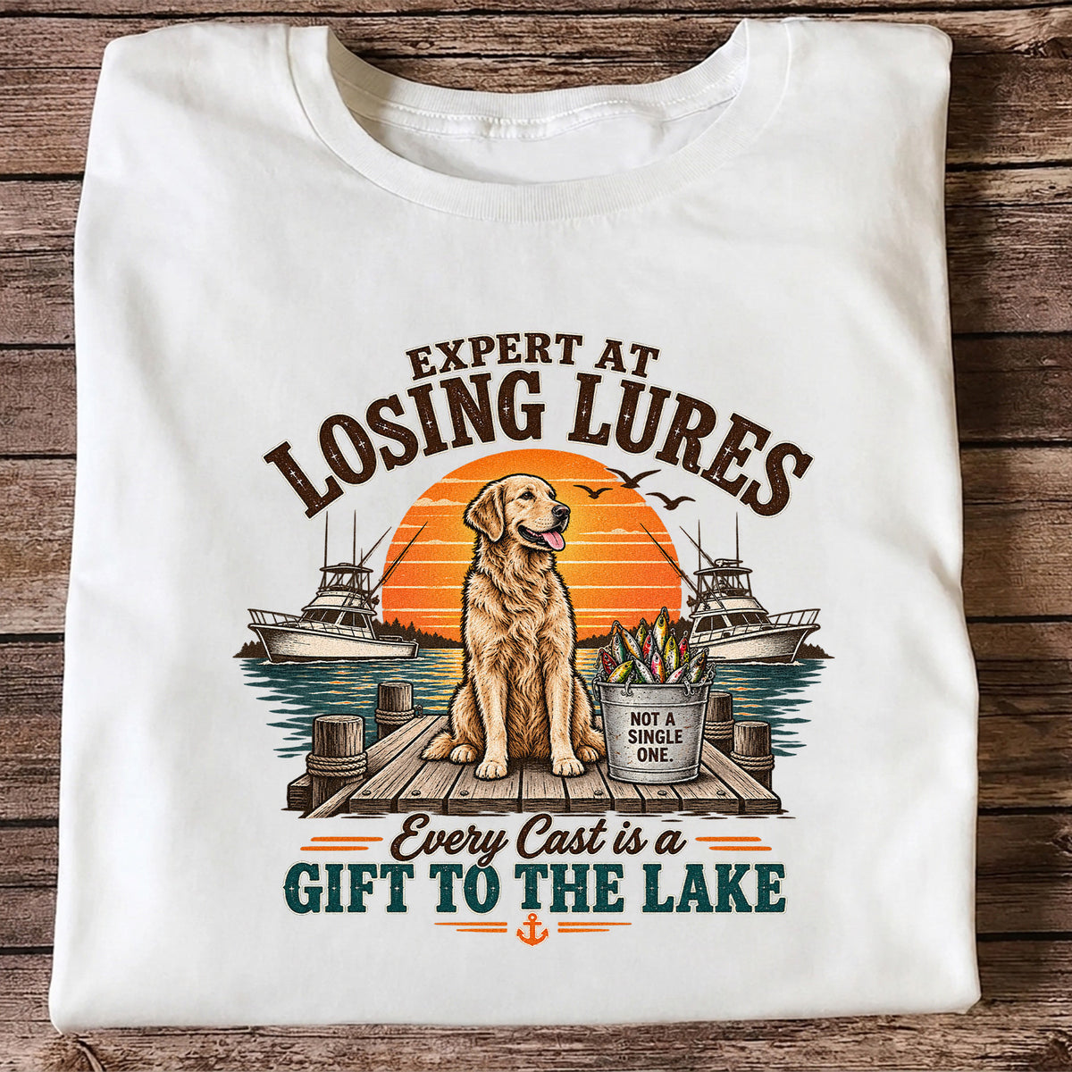 Expert at Losing Lures Golden Retriever Funny Fishing T-Shirt