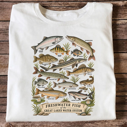 Freshwater Fish of the Great Lakes Water System Graphic T-Shirt