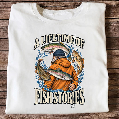 A Lifetime of Fish Stories Angler and Trout Fishing Graphic T-Shirt