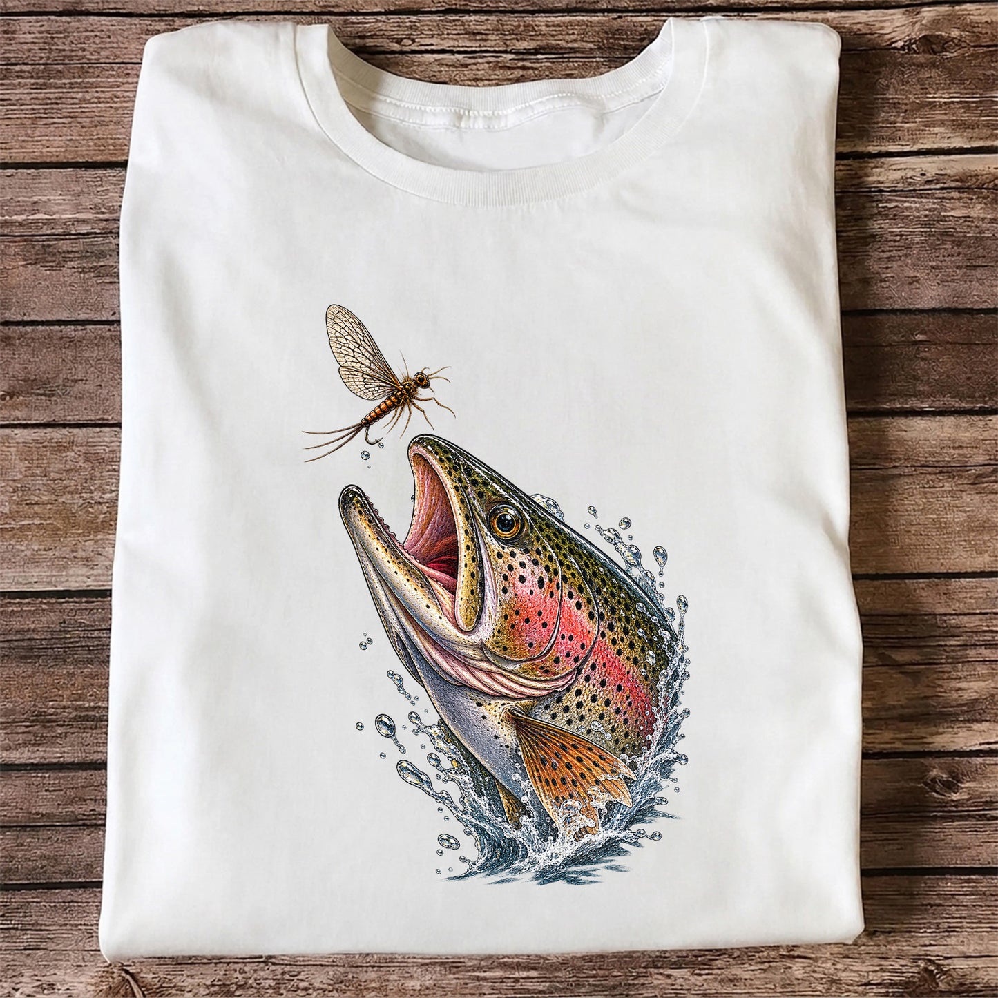Rainbow Trout Chasing Mayfly Fishing Graphic T-Shirt