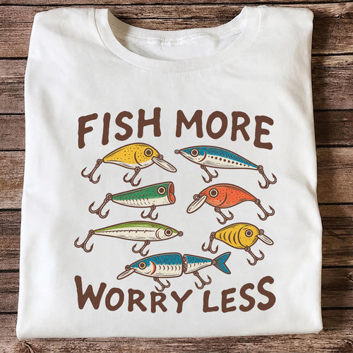 Colorful Fishing Lures and Hooks Graphic T-Shirt
