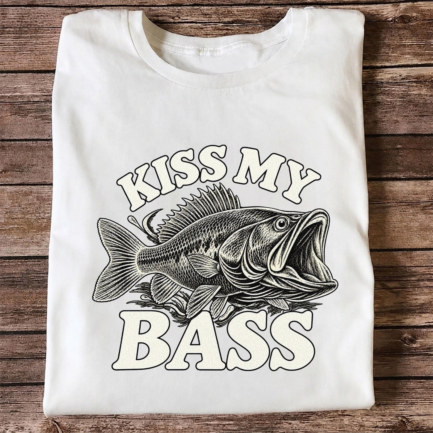 Kiss My Bass Vintage Fish Funny Fishing T-Shirt