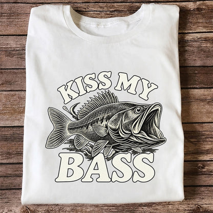 Kiss My Bass Vintage Fish Funny Fishing T-Shirt