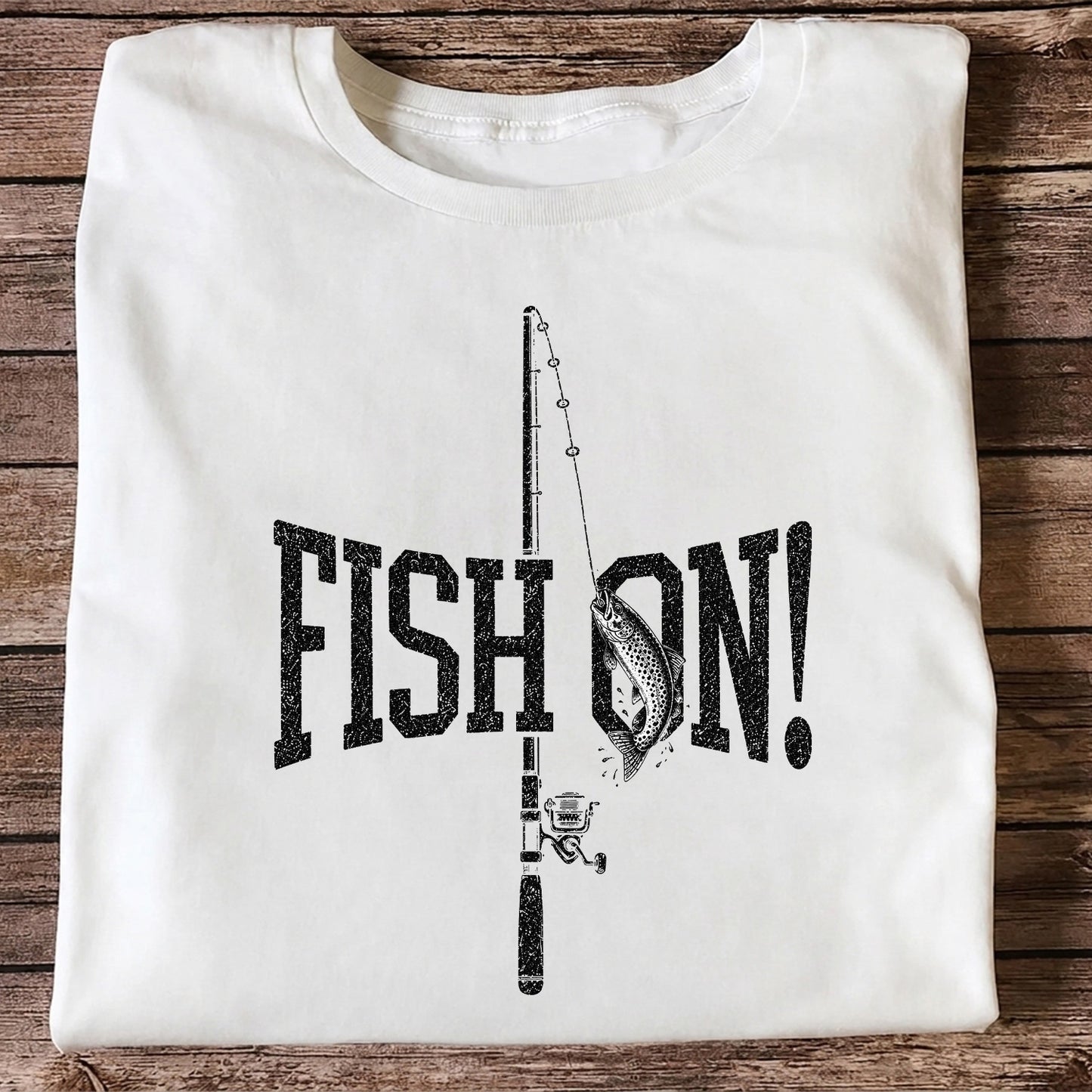 Fish On Trout and Fishing Rod Vintage Graphic T-Shirt