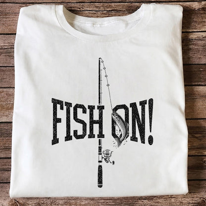 Fish On Trout and Fishing Rod Vintage Graphic T-Shirt