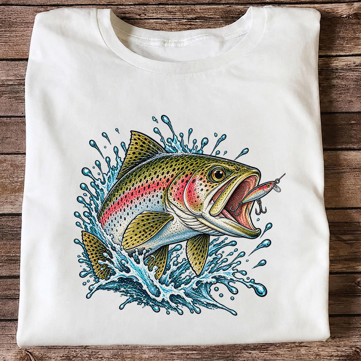 Rainbow Trout Striking a Fishing Lure Graphic T-Shirt