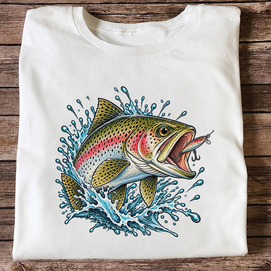 Rainbow Trout Striking a Fishing Lure Graphic T-Shirt