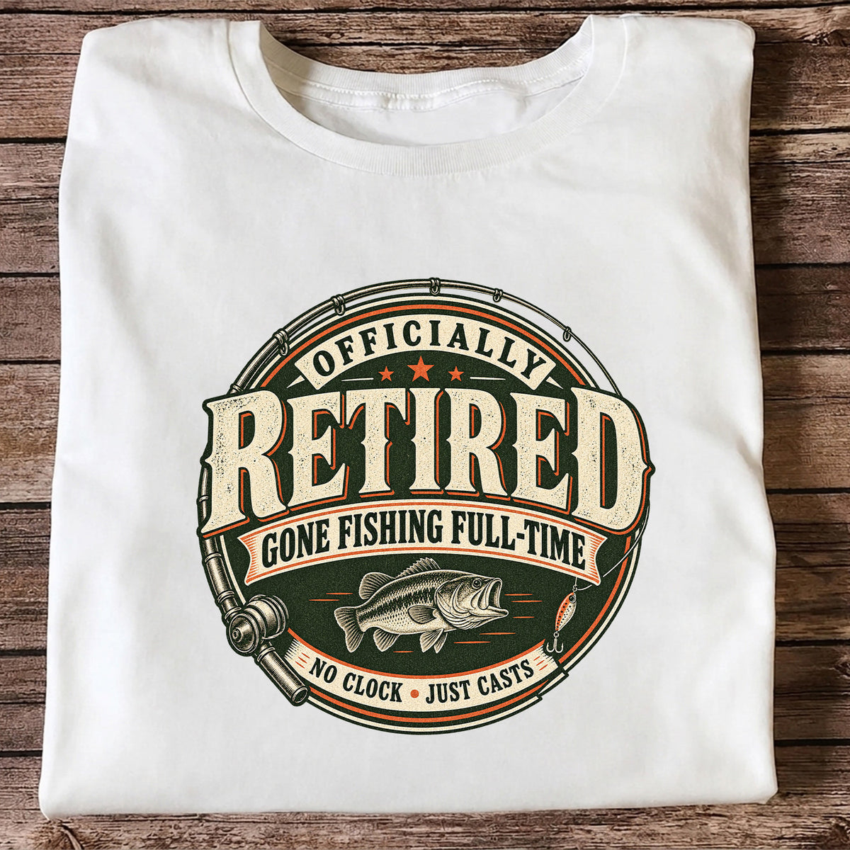 Officially Retired Gone Fishing Full-Time Bass Fishing T-Shirt