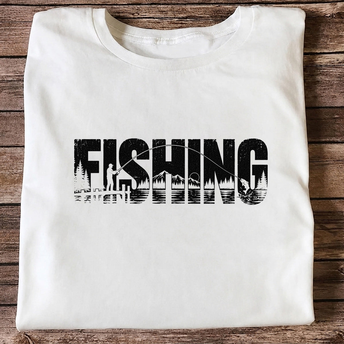 Fishing Lake Angler Vintage Graphic T-Shirt