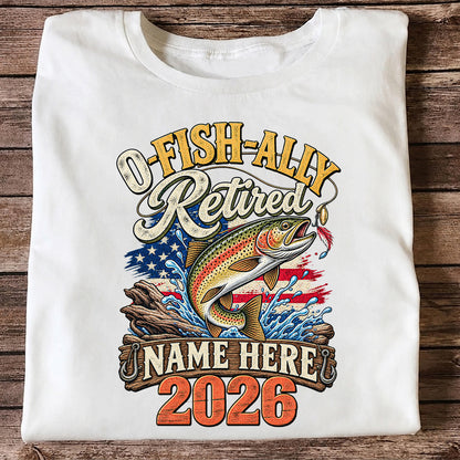 Retired Trout Fishing Patriotic Personalized Graphic T-Shirt