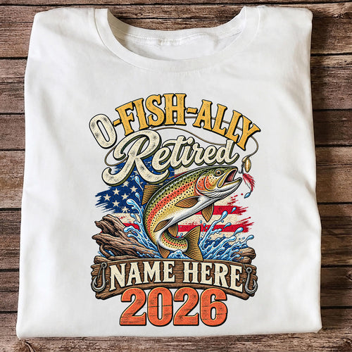 Retired Trout Fishing Patriotic Personalized Graphic T-Shirt