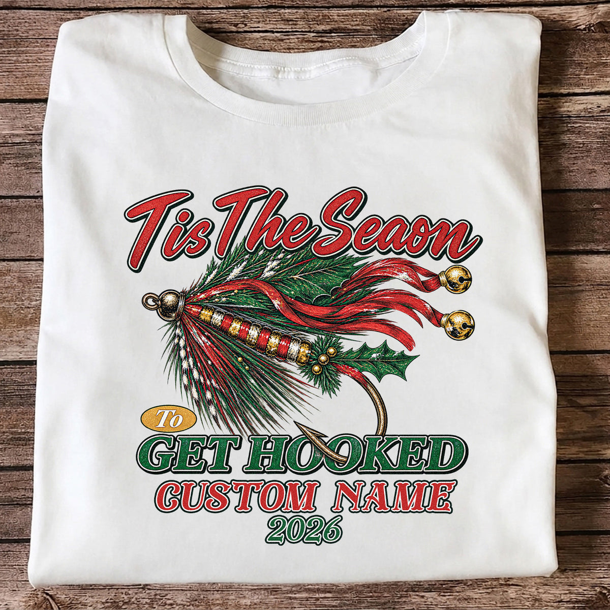 Personalized Christmas Fly Fishing Custom Name T-Shirt