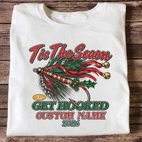 Personalized Christmas Fly Fishing Custom Name T-Shirt