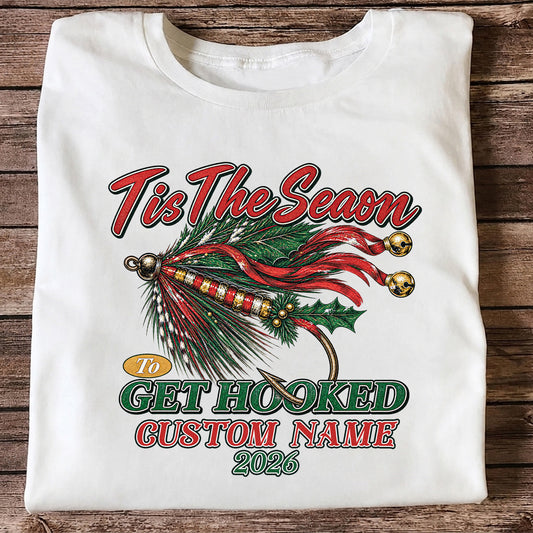 Personalized Christmas Fly Fishing Custom Name T-Shirt