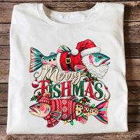 Merry Fishmas Santa Fish Christmas Fishing Graphic T-Shirt