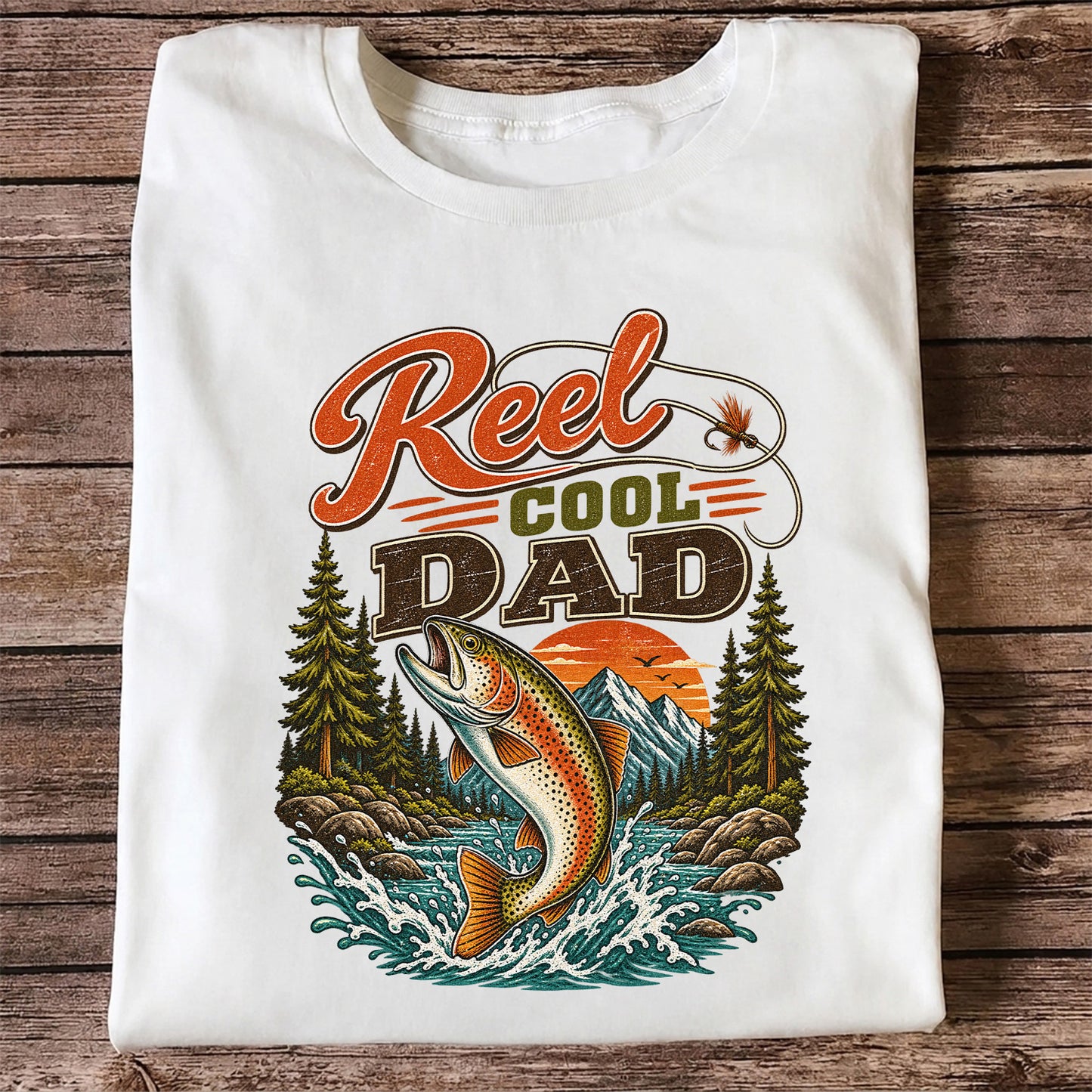 Reel Cool Dad Trout Fishing Graphic T-Shirt