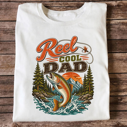 Reel Cool Dad Trout Fishing Graphic T-Shirt