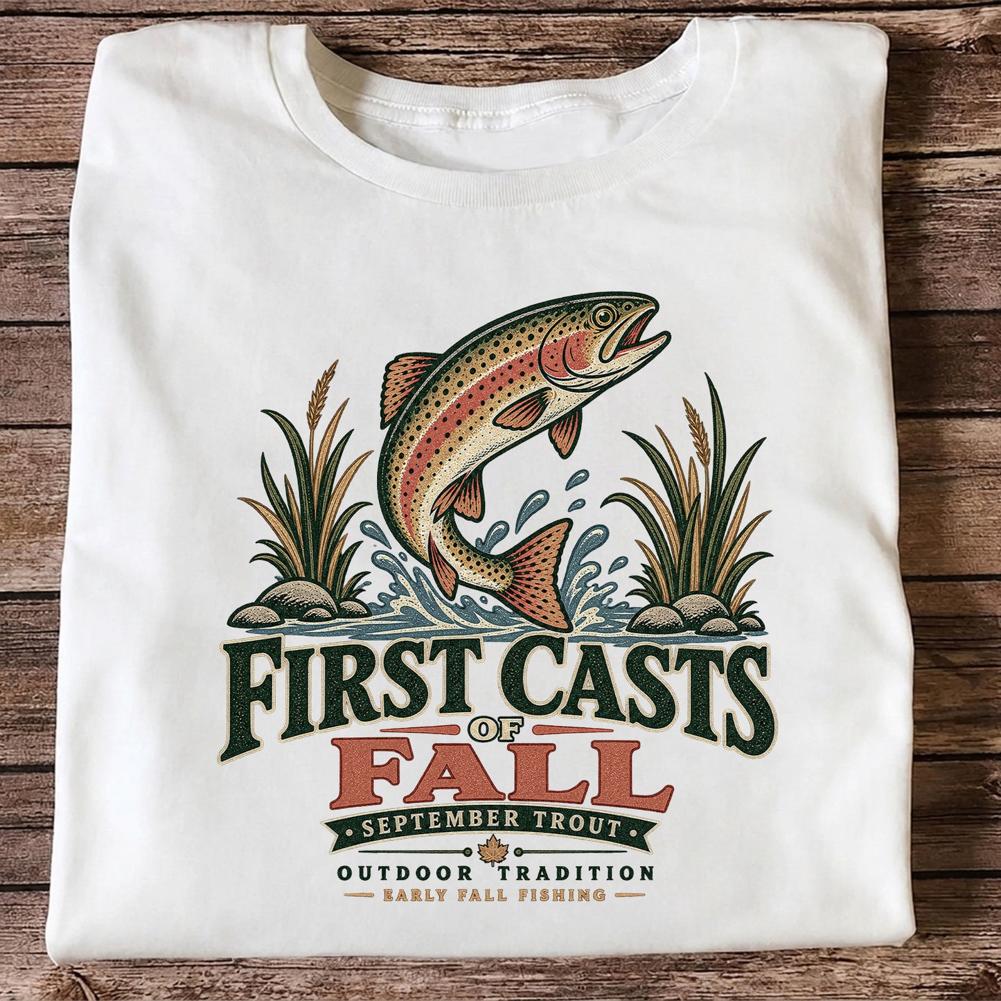 First Casts of Fall September Trout Fishing Graphic T-Shirt