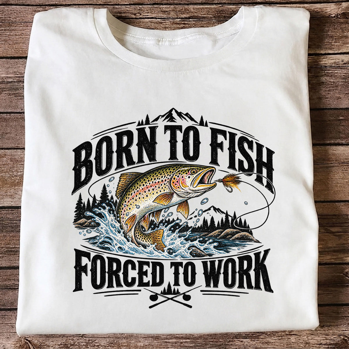Brown Trout Mountain Lake Fishing Graphic T-Shirt