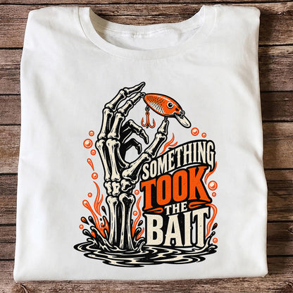 Skeleton Took the Bait Fishing Lure Gothic Graphic T-Shirt