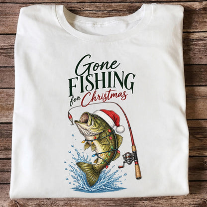 Gone Fishing for Christmas Bass Fishing Graphic T-Shirt