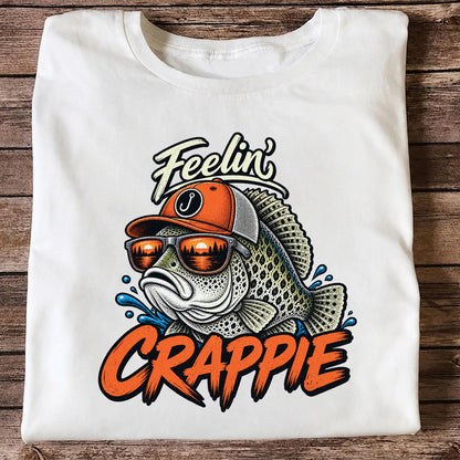 Feelin' Crappie Funny Fishing T-Shirt with Fish in Sunglasses