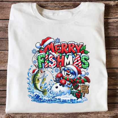 Merry Fishmas Christmas Fishing Graphic T-Shirt