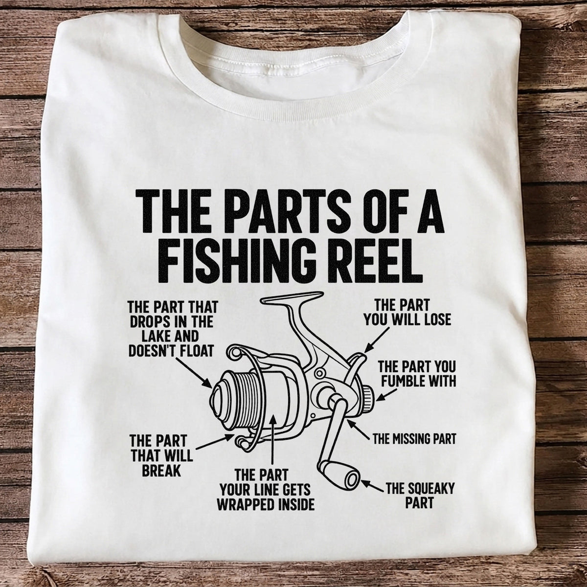Fishing Reel Parts Diagram Humor Graphic T-Shirt