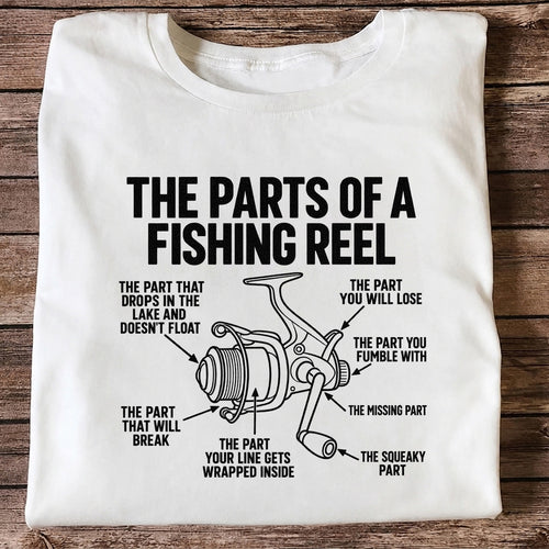 Fishing Reel Parts Diagram Humor Graphic T-Shirt