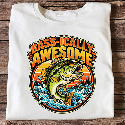 Bass-ically Awesome Funny Bass Fishing Graphic T-Shirt