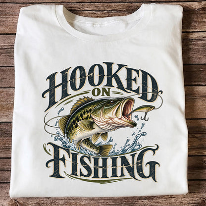 Hooked on Fishing Largemouth Bass Graphic T-Shirt