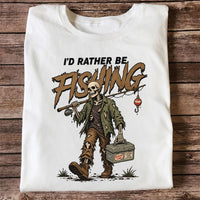 I'd Rather Be Fishing Skeleton Angler Graphic T-Shirt