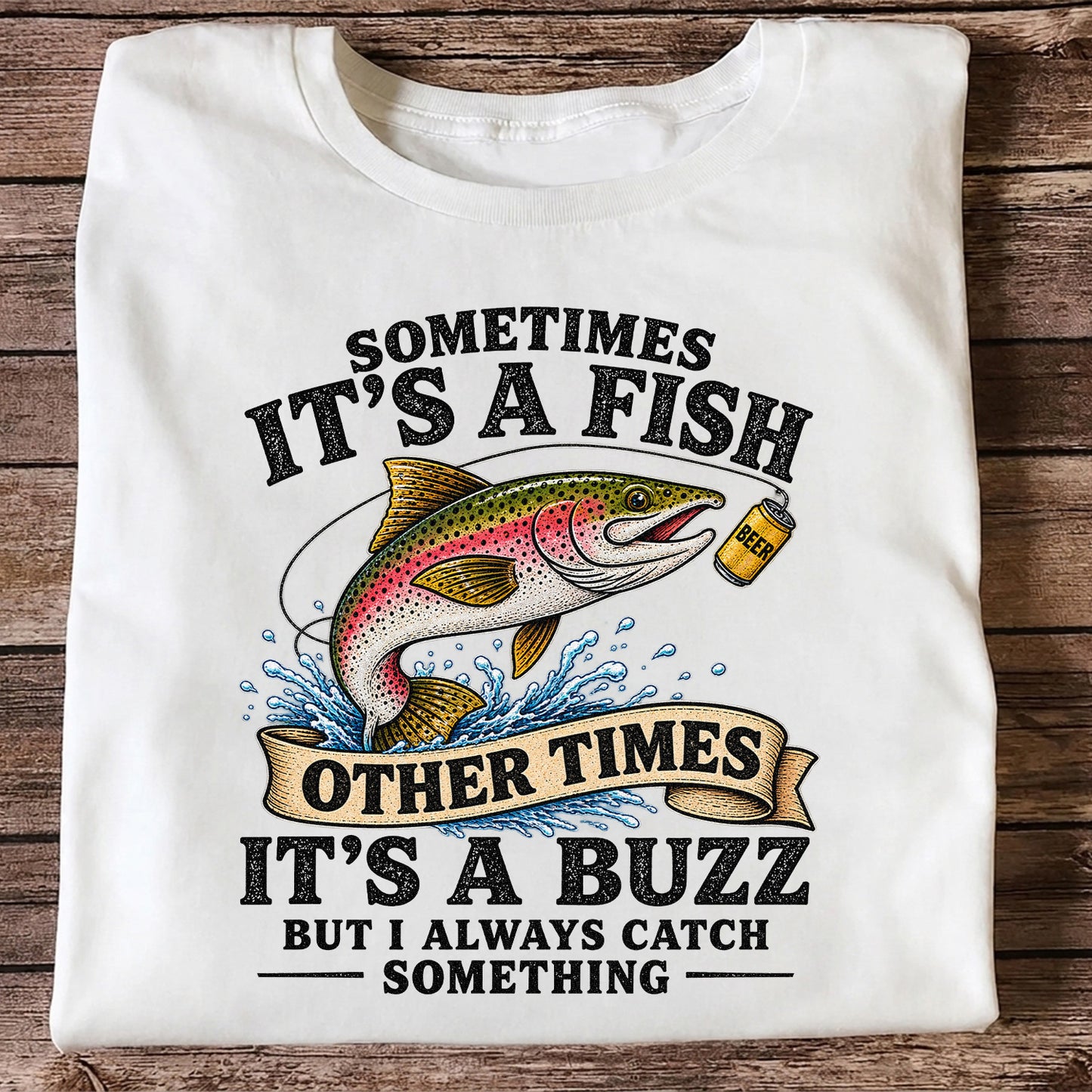 Sometimes It's a Fish Other Times It's a Buzz Rainbow Trout T-Shirt