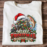 Merry Troutmas Reel in the Holiday Spirit Rainbow Trout and Fishing Reel T-Shirt