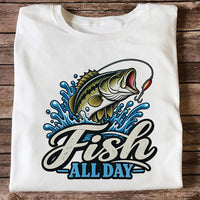 Fish All Day Jumping Bass Fishing Graphic T-Shirt