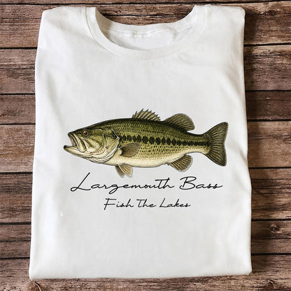 Largemouth Bass Fishing T-Shirt Fish The Lakes Vintage Bass Angler Tee