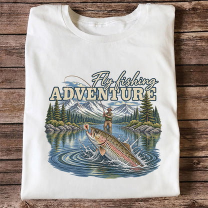 Fly Fishing Adventure Trout Mountain Lake Graphic T-Shirt