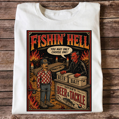 Fishin' Hell Beer & Tackle Funny Fishing T-Shirt