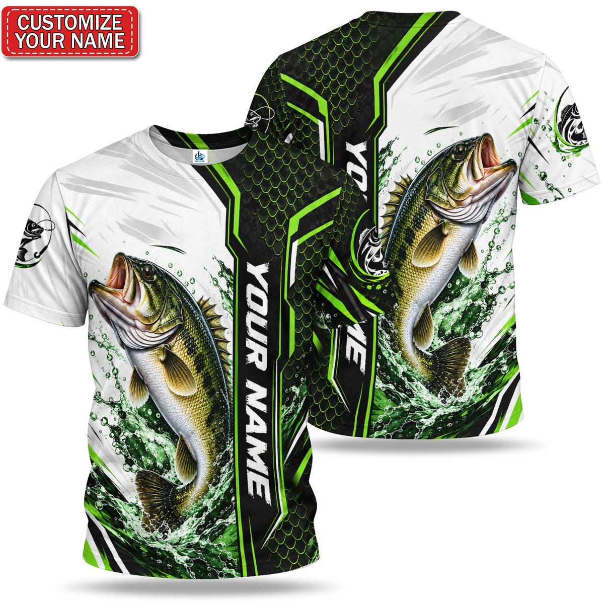 Personalized Largemouth Bass Fishing Graphic T-Shirt