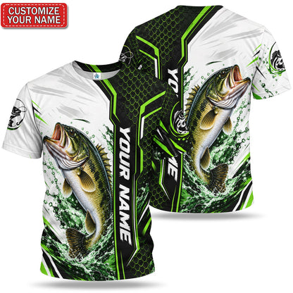 Personalized Largemouth Bass Fishing Graphic T-Shirt