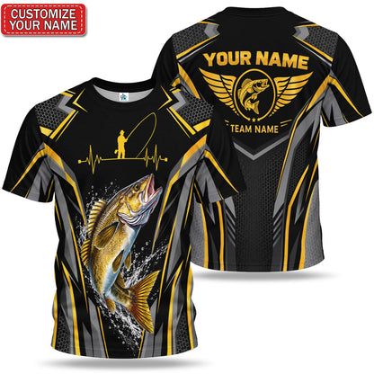 Personalized Fish and Fishing Rod Graphic T-Shirt
