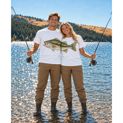 Matching Bass Fishing Couple T-Shirt, Gift for Him, Her