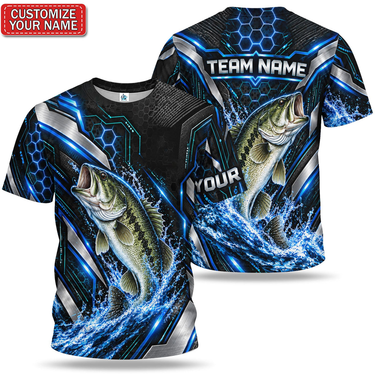 Personalized Largemouth Bass Fishing Graphic T-Shirt
