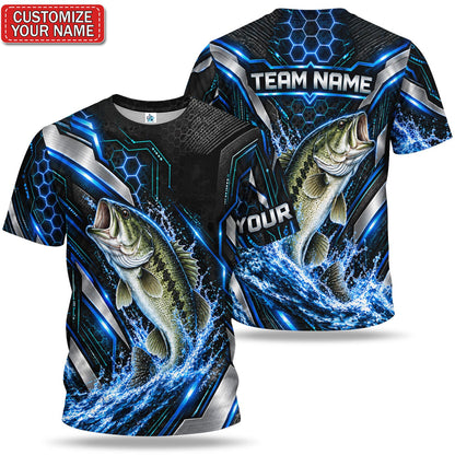 Personalized Largemouth Bass Fishing Graphic T-Shirt