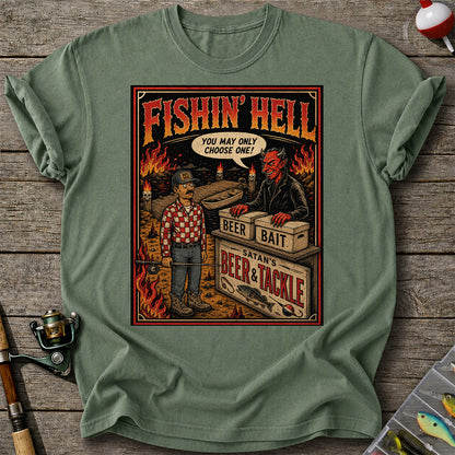 Fishin' Hell Beer & Tackle Funny Fishing T-Shirt