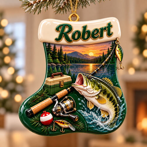 Personalized Name Fishing Wader Ornament, Christmas Gift for Fisherman