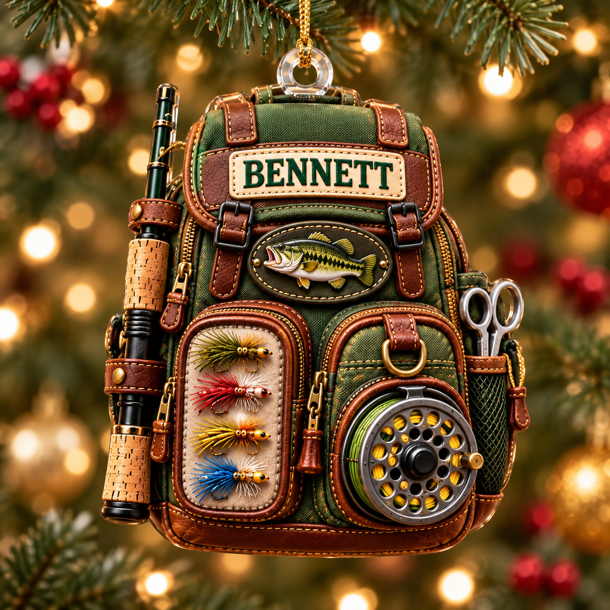 Personalized Fishing Tool Bag Ornament, Christmas Gift for Fisherman