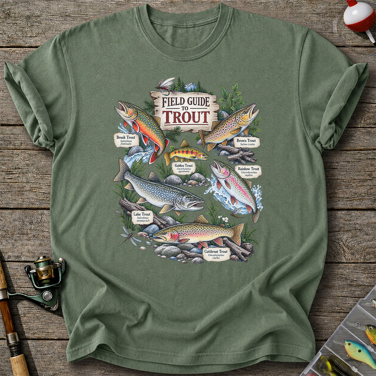 Field Guide to Trout Vintage Freshwater Fishing Graphic T-Shirt