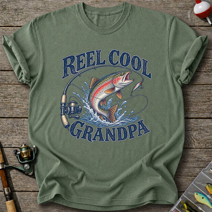 Reel Cool Grandpa Trout Fishing Graphic T-Shirt